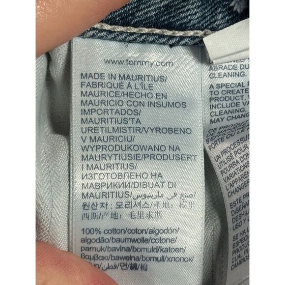 Tommy Hilfiger Girls Jeans Size 14 Light Wash Tapered Leg Frayed Hem High Rise - Picture 13 of 16